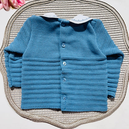 Conjunto Lucas em malha suave -Azul cobalto - 3 e 6M