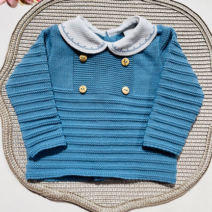 Conjunto Lucas em malha suave -Azul cobalto - 3 e 6M
