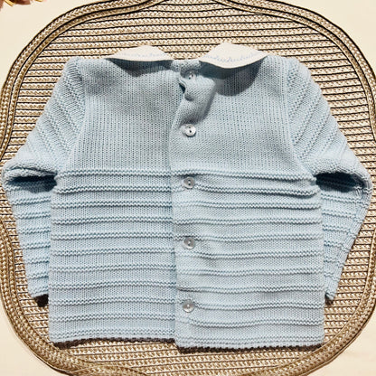 Conjunto Lucas em malha suave -Azul bebé - 3 e 6M