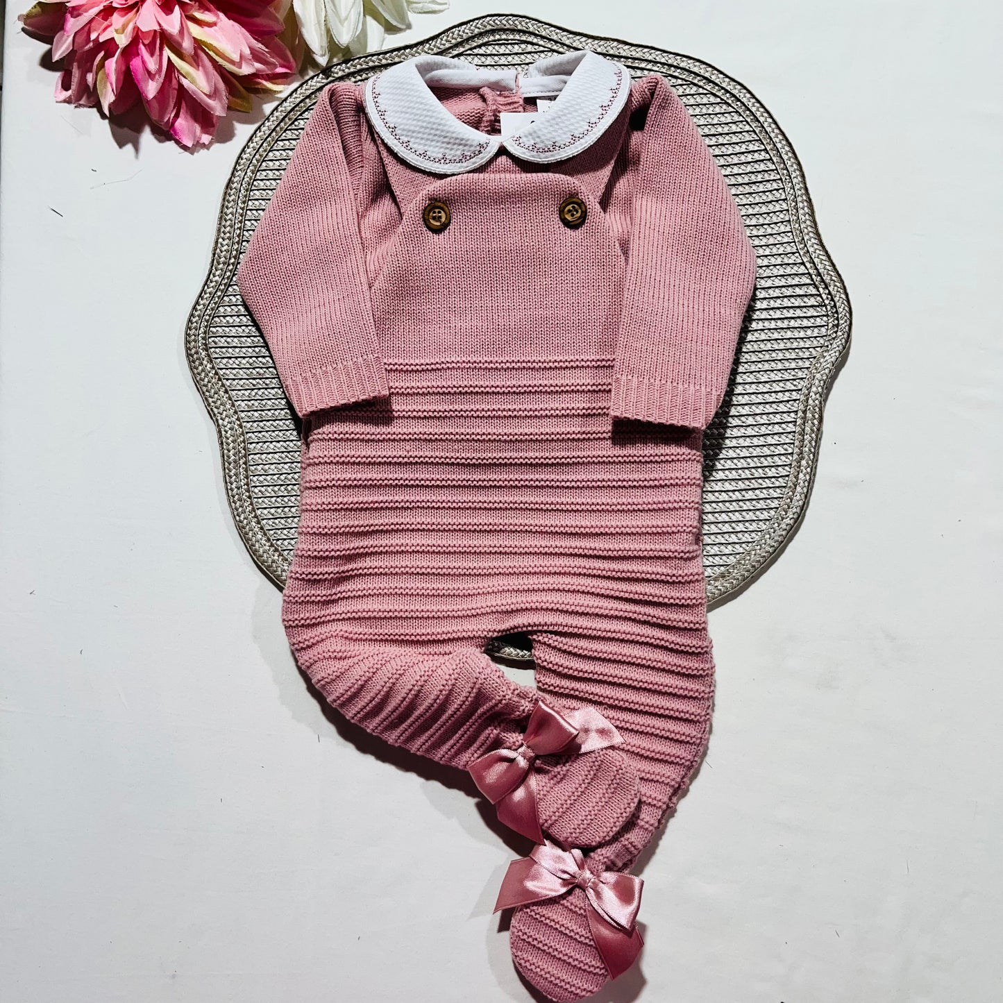 Conjunto Clara  em malha - Rosa velho - 3 e 6M