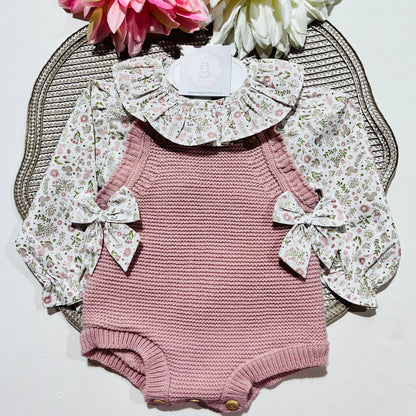 Conjunto Flor  para bebé - Rosa velho - 1 aos 12M