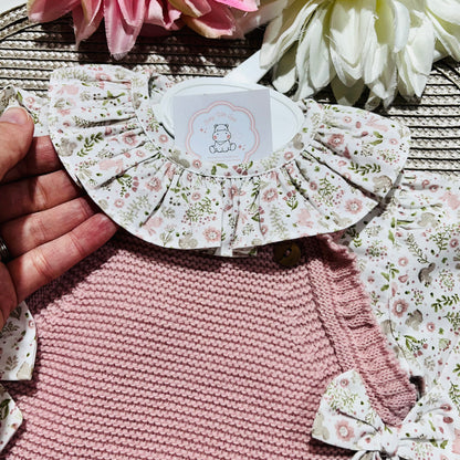 Conjunto Flor  para bebé - Rosa velho - 1 aos 12M