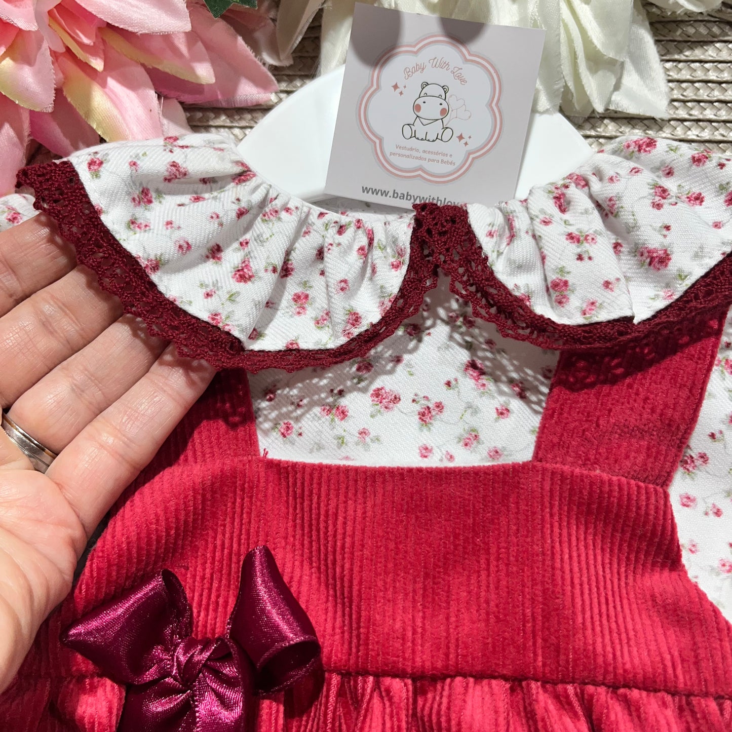 Vestido Aurora  para bebé - Vermelho - 6 e 12M
