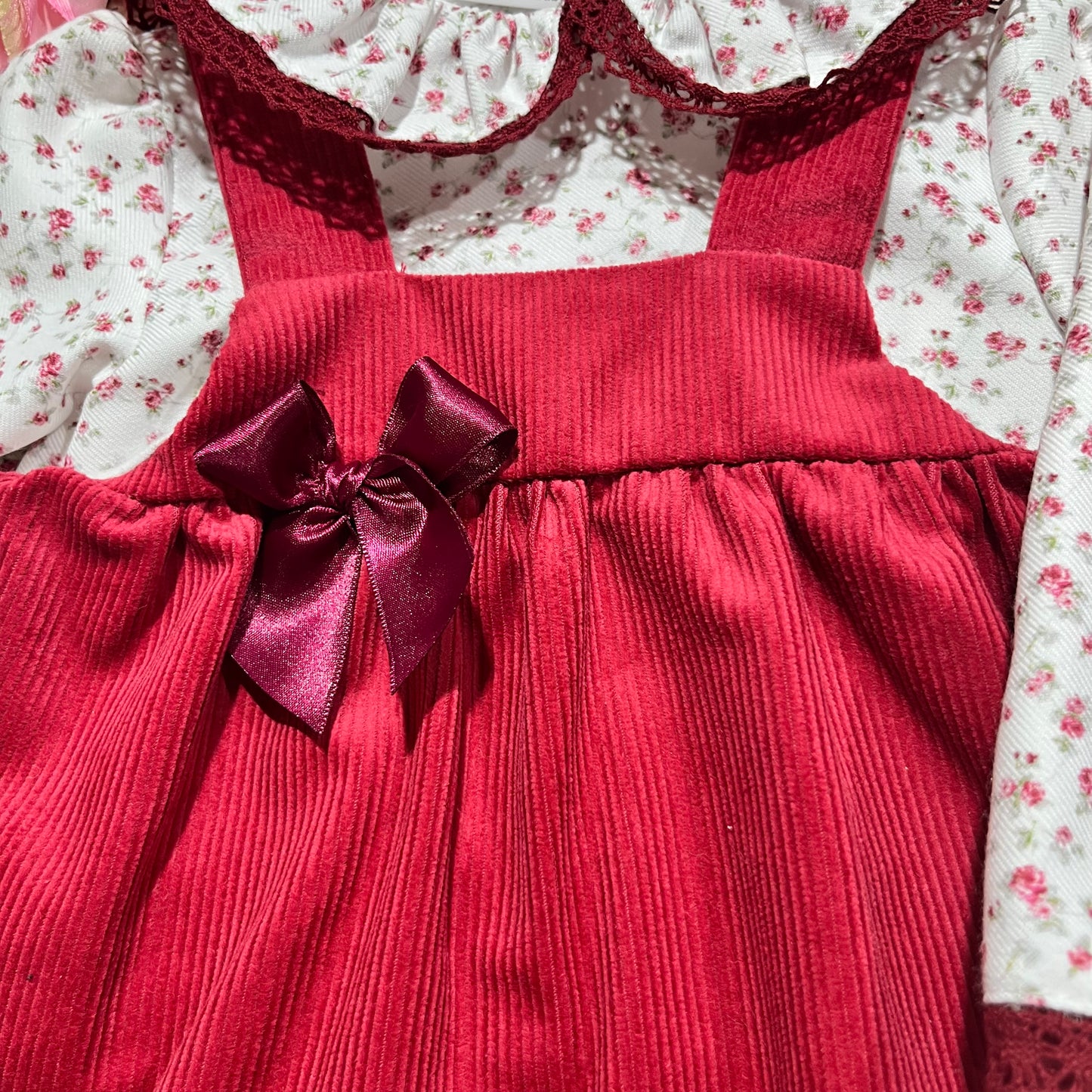 Vestido Aurora  para bebé - Vermelho - 6 e 12M