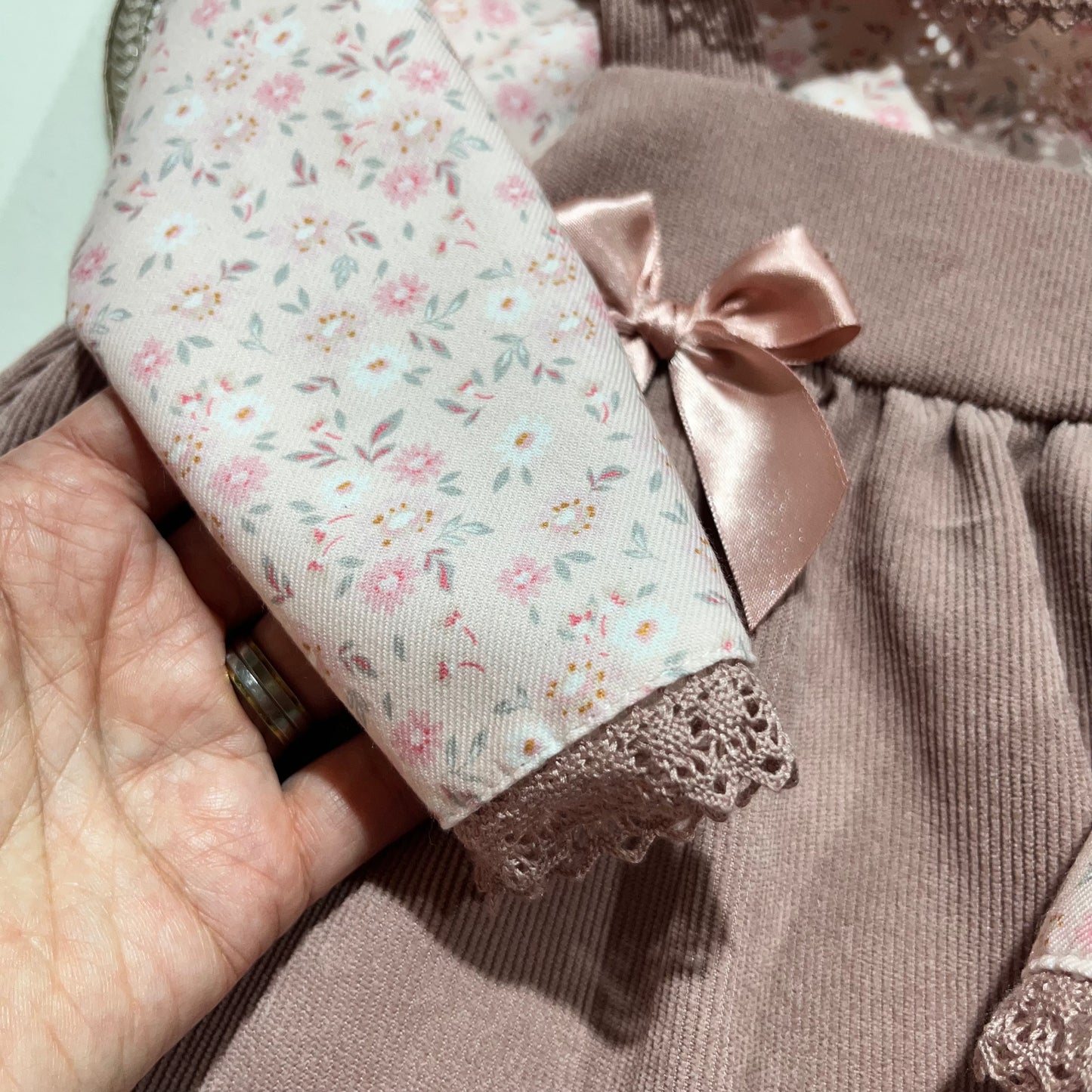 Vestido Aurora  para bebé - Rosa velho -  6 e 12M