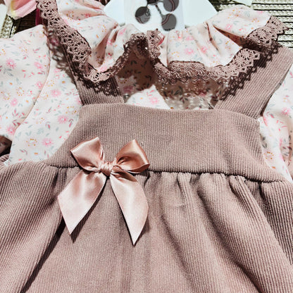 Vestido Aurora  para bebé - Rosa velho -  6 e 12M
