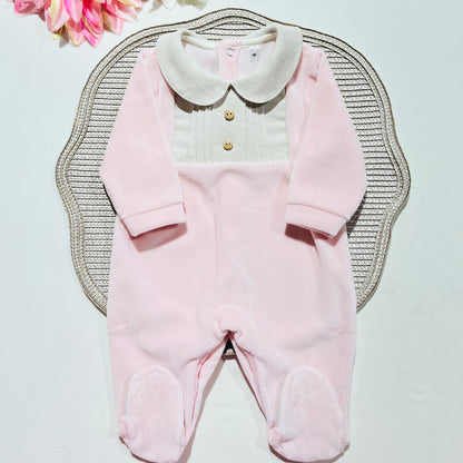 Babygrow em veludo - Linho - Qualidade PREMIUM - 1 e 3M - Rosa