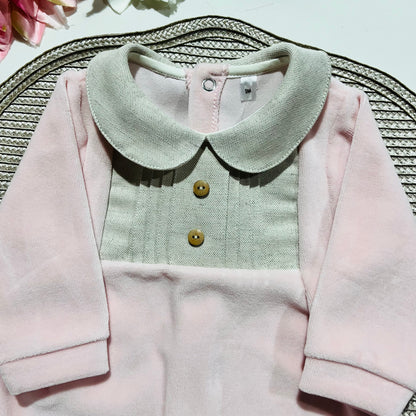 Babygrow em veludo - Linho - Qualidade PREMIUM - 1 e 3M - Rosa