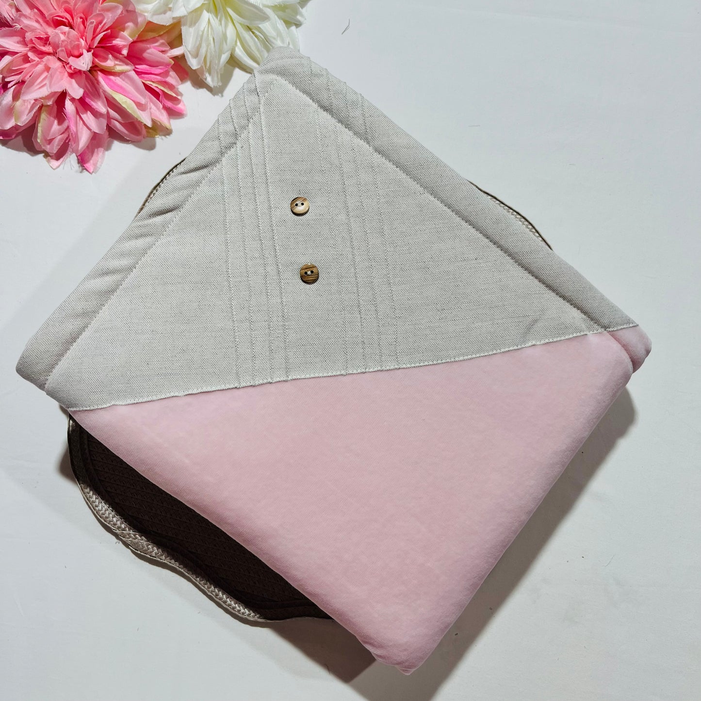 Conjunto Linho Premium para bebé - 6 peças - Rosa bebé