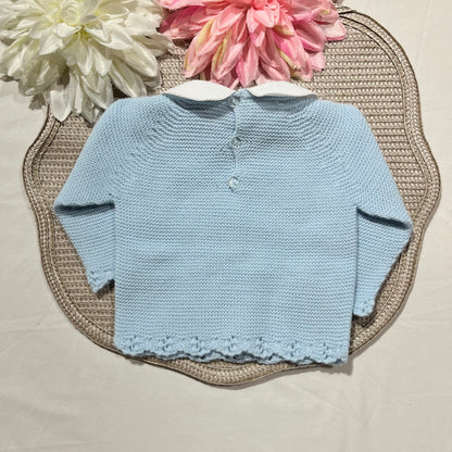 Conjunto Rodrigo em malha - 1/3M - Azul bebé