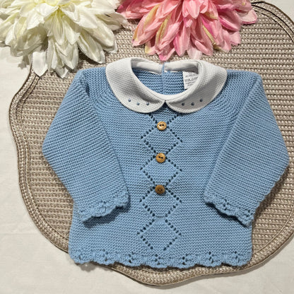 Conjunto Rodrigo em malha - 1/3M - Azul cobalto