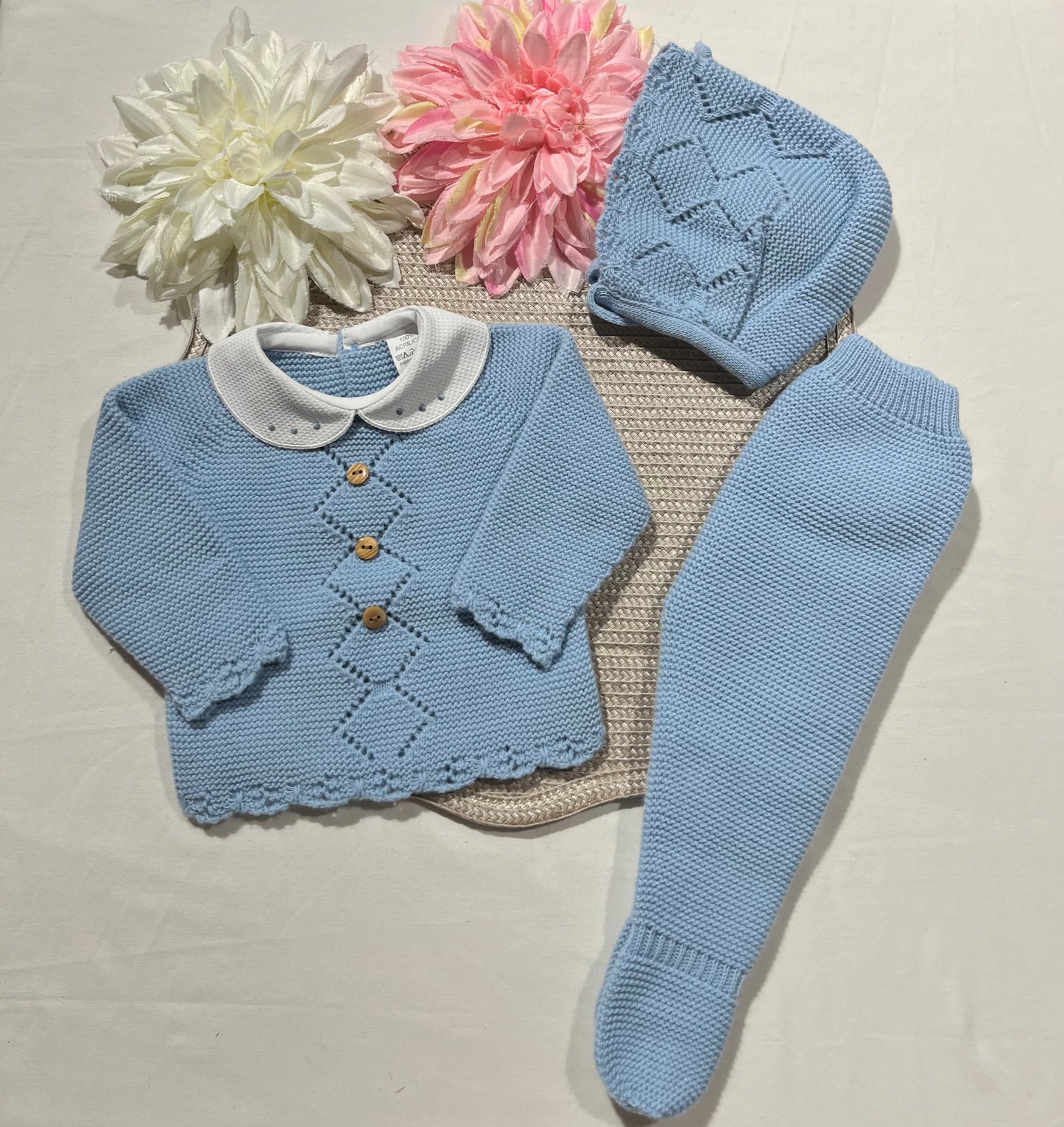 Conjunto Rodrigo em malha - 1/3M - Azul cobalto