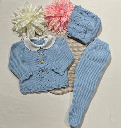 Conjunto Rodrigo em malha - 1/3M - Azul cobalto
