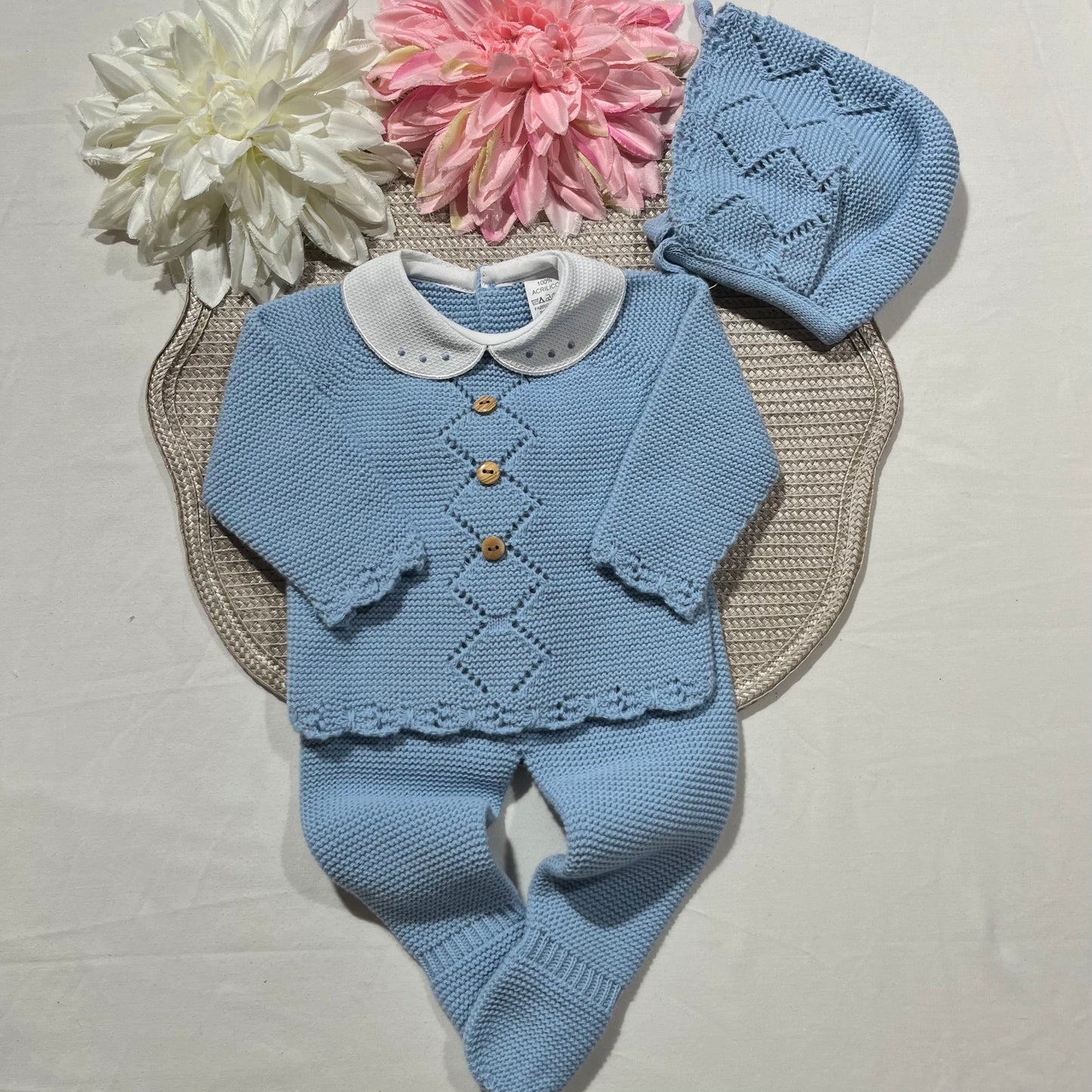 Conjunto Rodrigo em malha - 1/3M - Azul cobalto