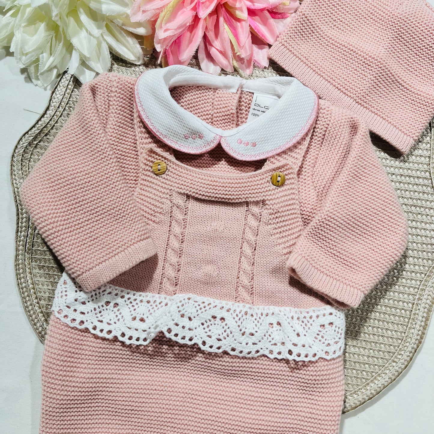 Conjunto Cindy em malha para bebé - 1/3M - Rosa velho