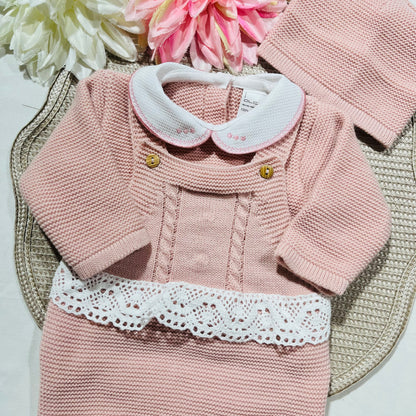 Conjunto Cindy em malha para bebé - 1/3M - Rosa velho