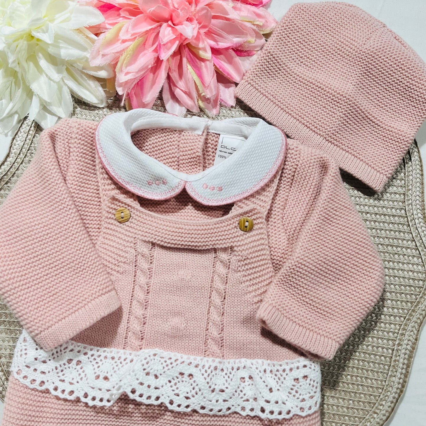 Conjunto Cindy em malha para bebé - 1/3M - Rosa velho