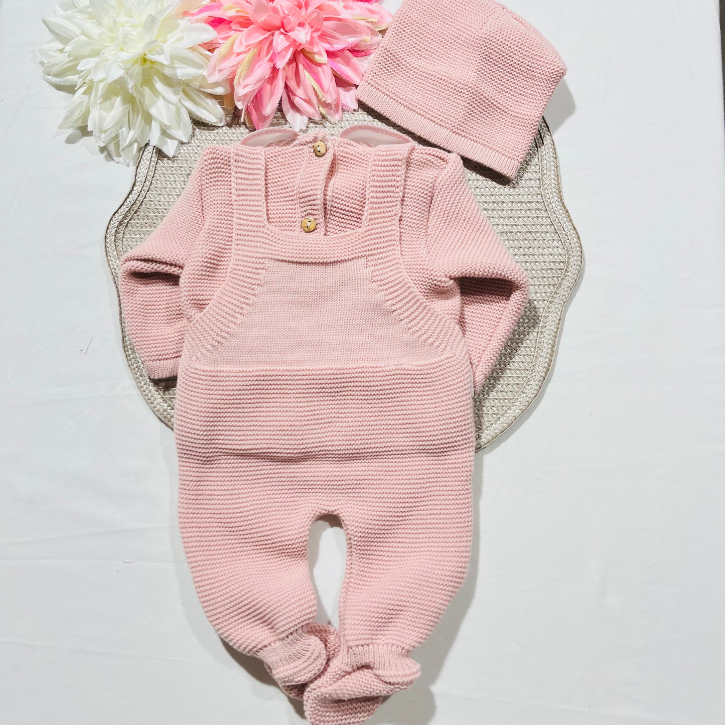 Conjunto Cindy em malha para bebé - 1/3M - Rosa velho