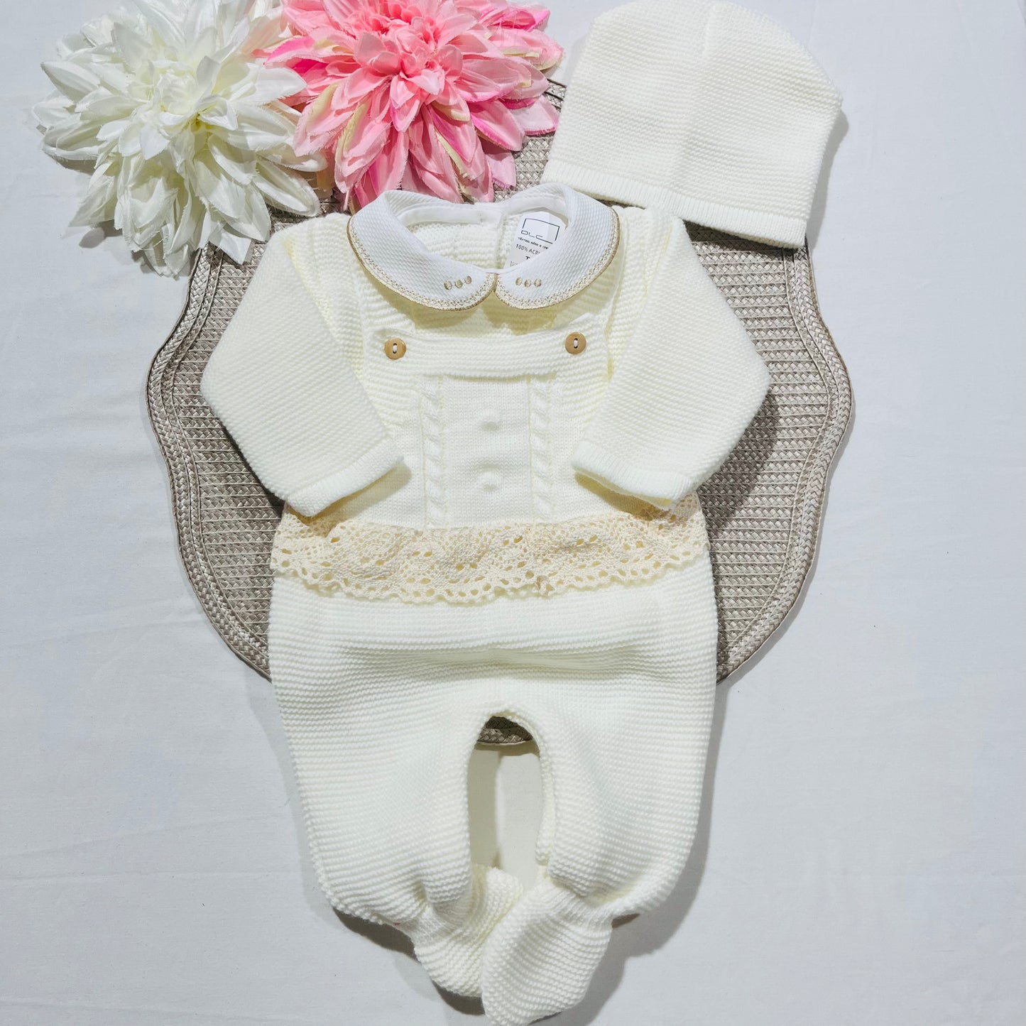 Conjunto Cindy em malha para bebé - 1/3M - Pérola