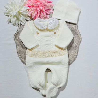 Conjunto Cindy em malha para bebé - 1/3M - Pérola