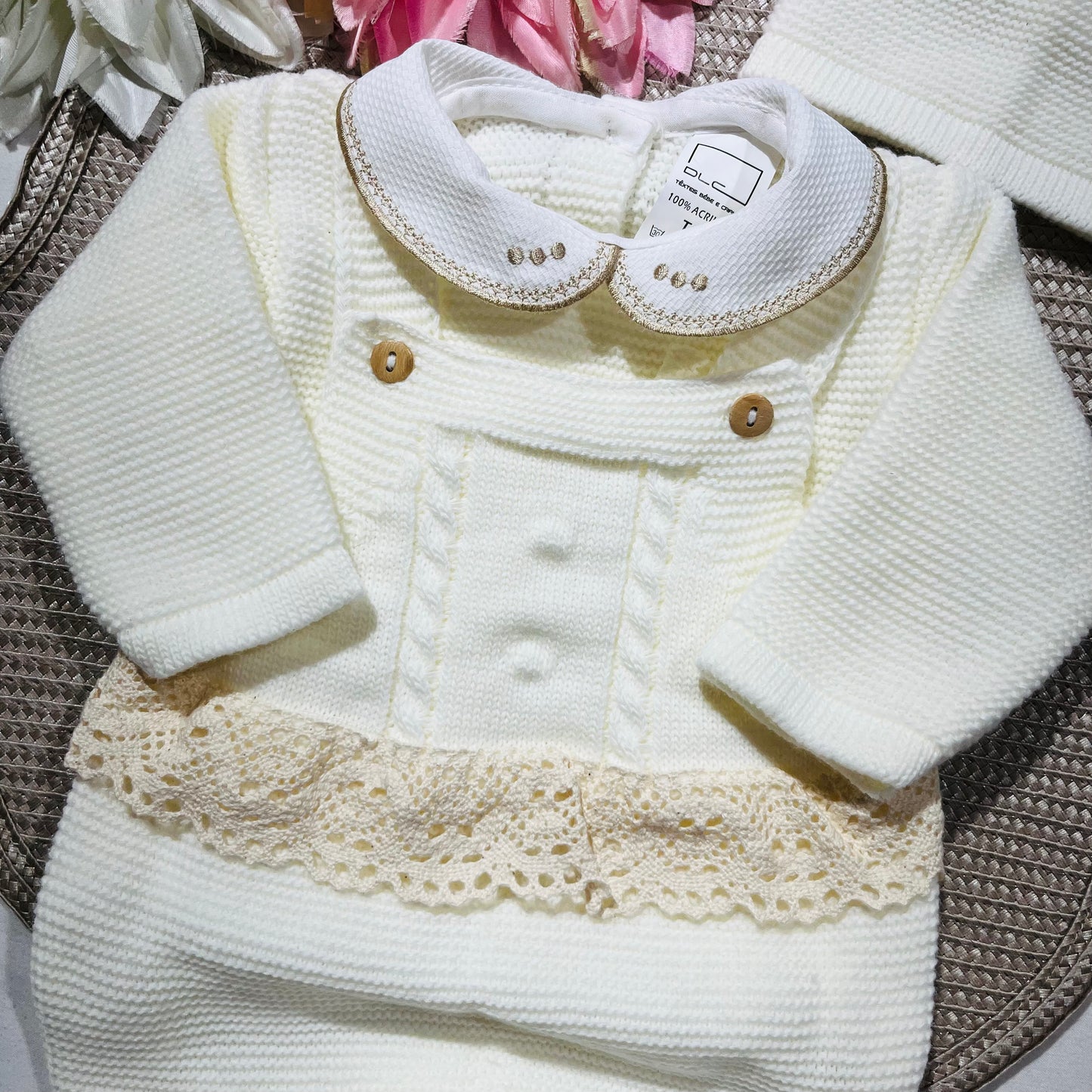 Conjunto Cindy em malha para bebé - 1/3M - Pérola
