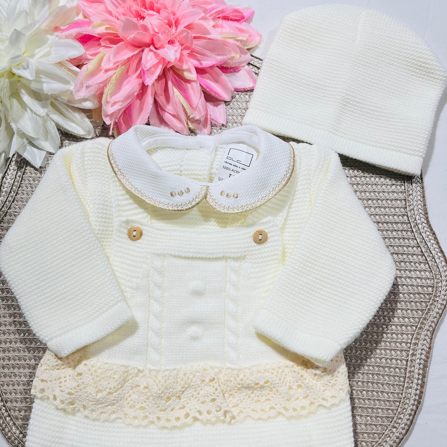 Conjunto Cindy em malha para bebé - 1/3M - Pérola