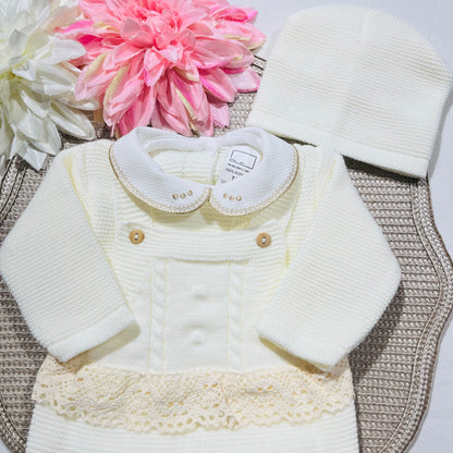 Conjunto Cindy em malha para bebé - 1/3M - Pérola