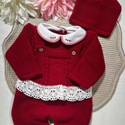 Conjunto Cindy em malha para bebé - 1/3M - Vermelho