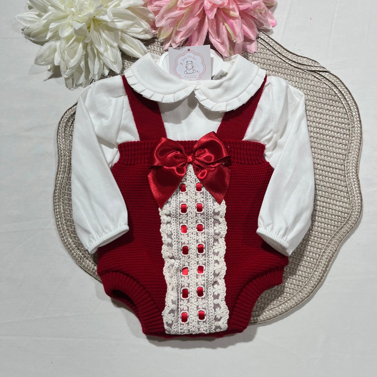 Conjunto Maitê para bebé - 3M e 6M- Vermelho
