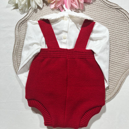 Conjunto Maitê para bebé - 3M e 6M- Vermelho
