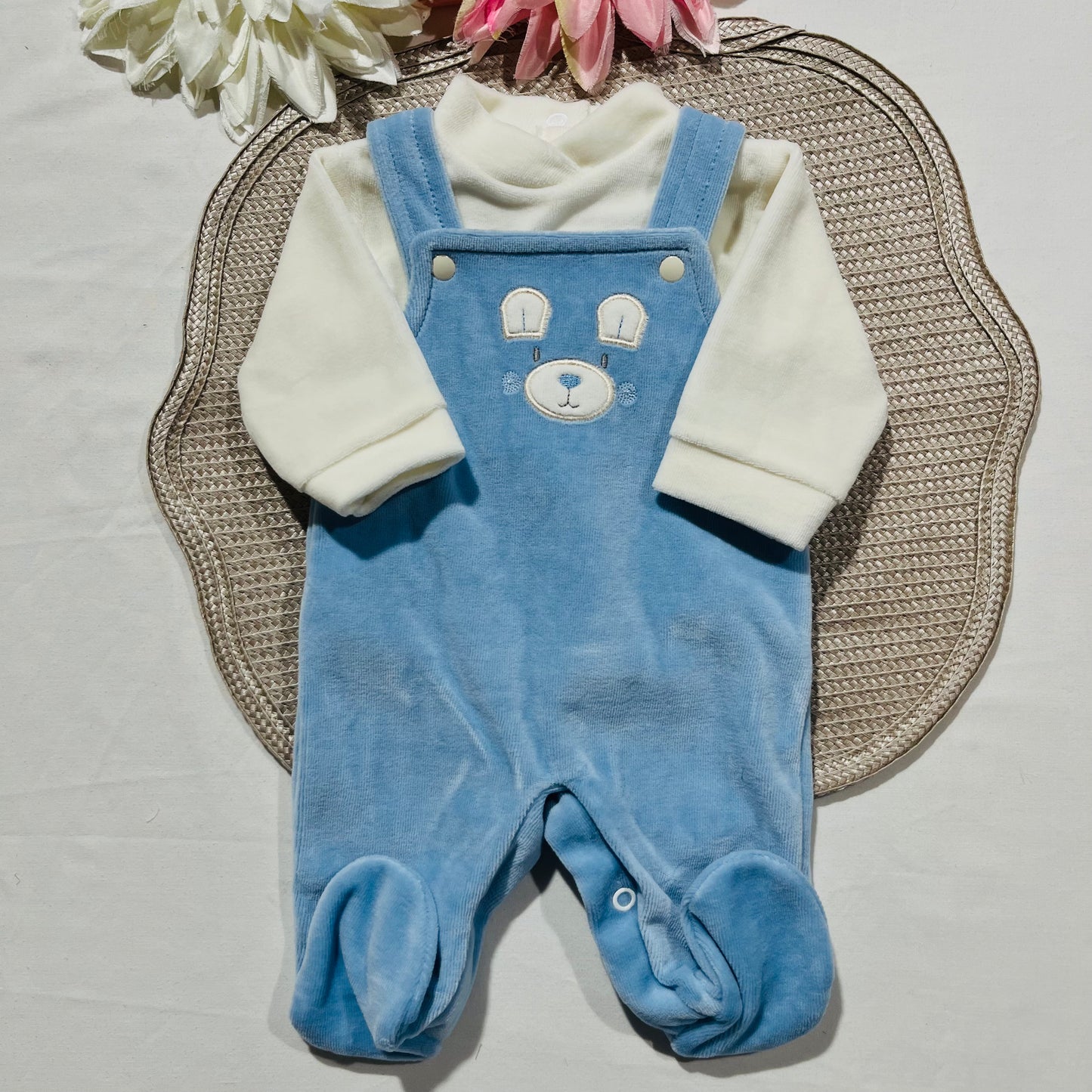 Conjunto para bebé - Urso ternura - 0 aos 2M - Azul cobalto