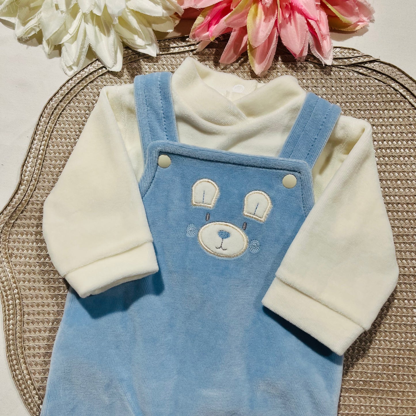 Conjunto para bebé - Urso ternura - 0 aos 2M - Azul cobalto