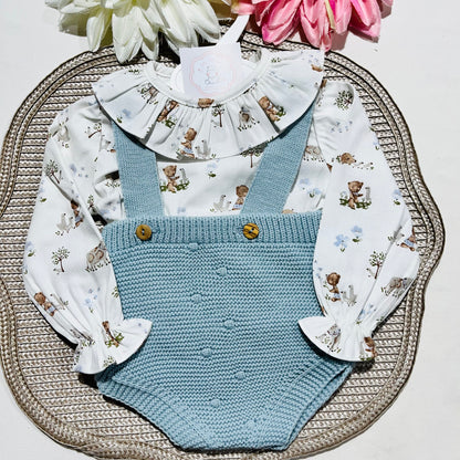 Conjunto Sonho em malha para bebé - 1 aos 12M - Azul claro
