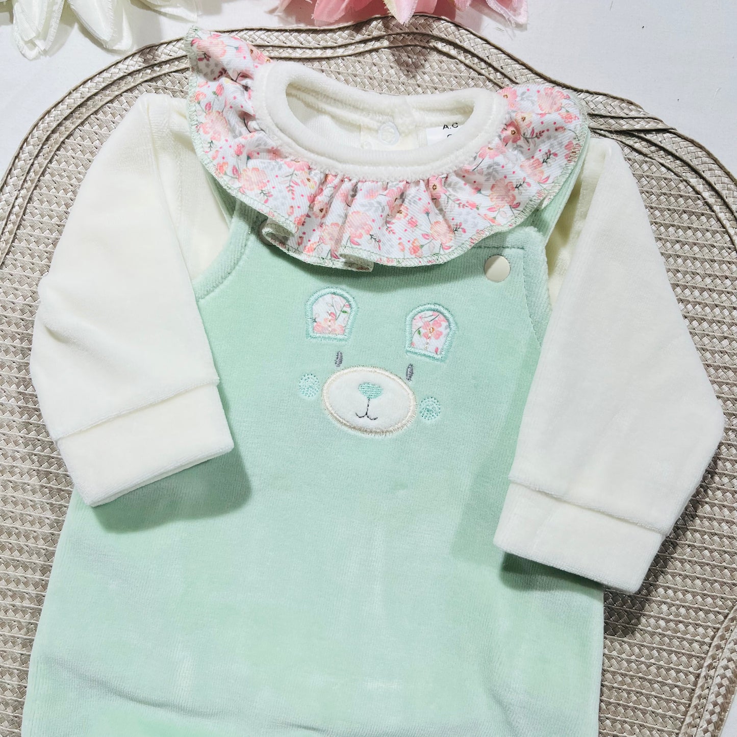 Conjunto para bebé - Urso ternura - 0 aos 2M - Verde claro