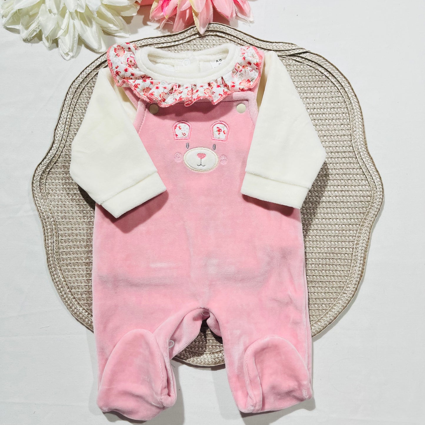 Conjunto para bebé - Urso ternura - 0 aos 2M - Rosa velho