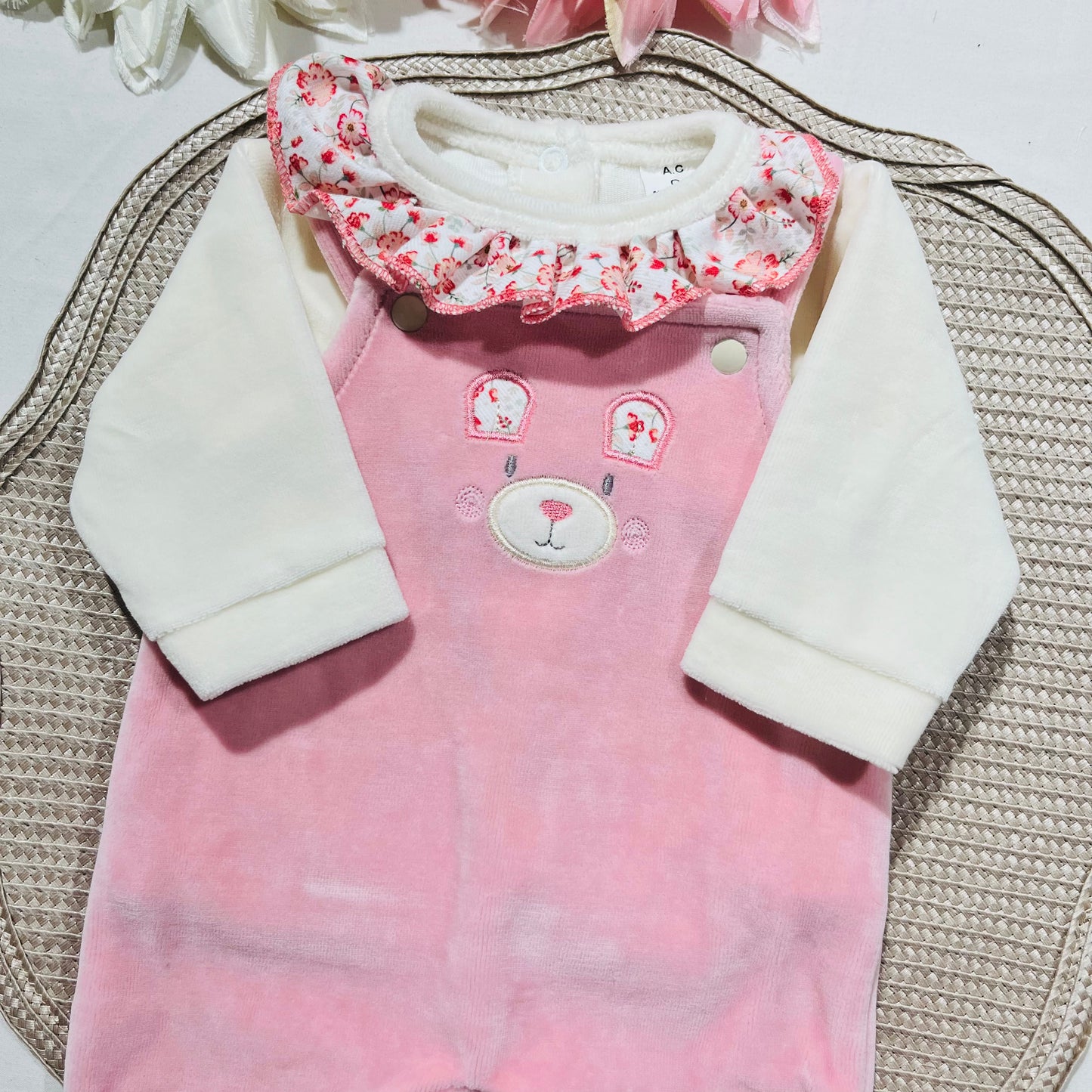 Conjunto para bebé - Urso ternura - 0 aos 2M - Rosa velho
