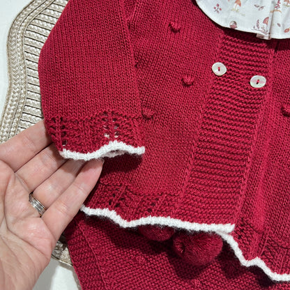 Conjunto Maria  em malha - 1 aos 12M - Vermelho