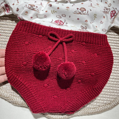 Conjunto Maria  em malha - 1 aos 12M - Vermelho