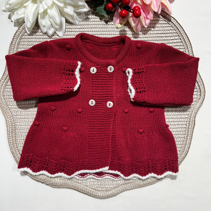 Conjunto Maria  em malha - 1 aos 12M - Vermelho