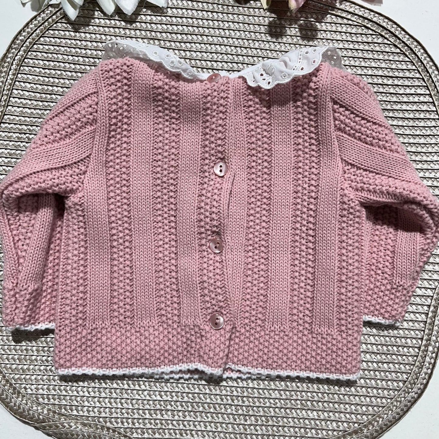 Conjunto Leonor  em malha - 1M e 3M - Rosa velho