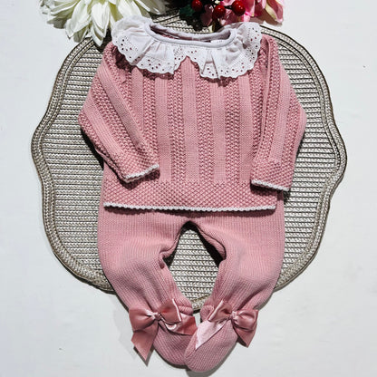 Conjunto Leonor  em malha - 1M e 3M - Rosa velho