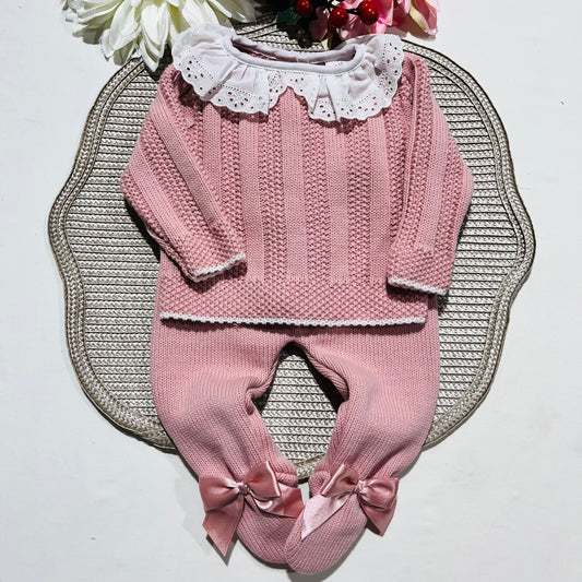 Conjunto Leonor  em malha - 1M e 3M - Rosa velho