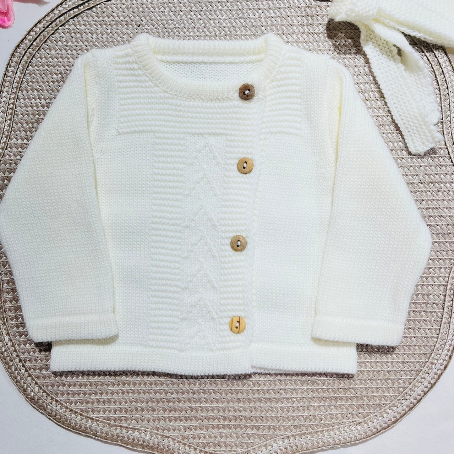 Conjunto de malha para bebé - 3 peças -1/3M e 3/6M - Pérola