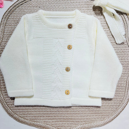 Conjunto de malha para bebé - 3 peças -1/3M e 3/6M - Pérola