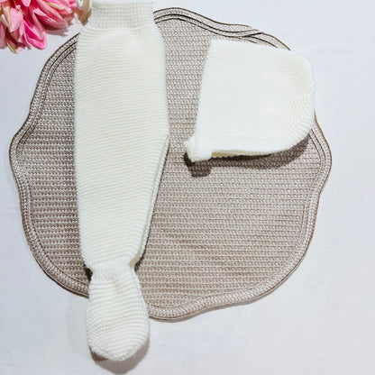 Conjunto de malha para bebé - 3 peças -1/3M e 3/6M - Pérola