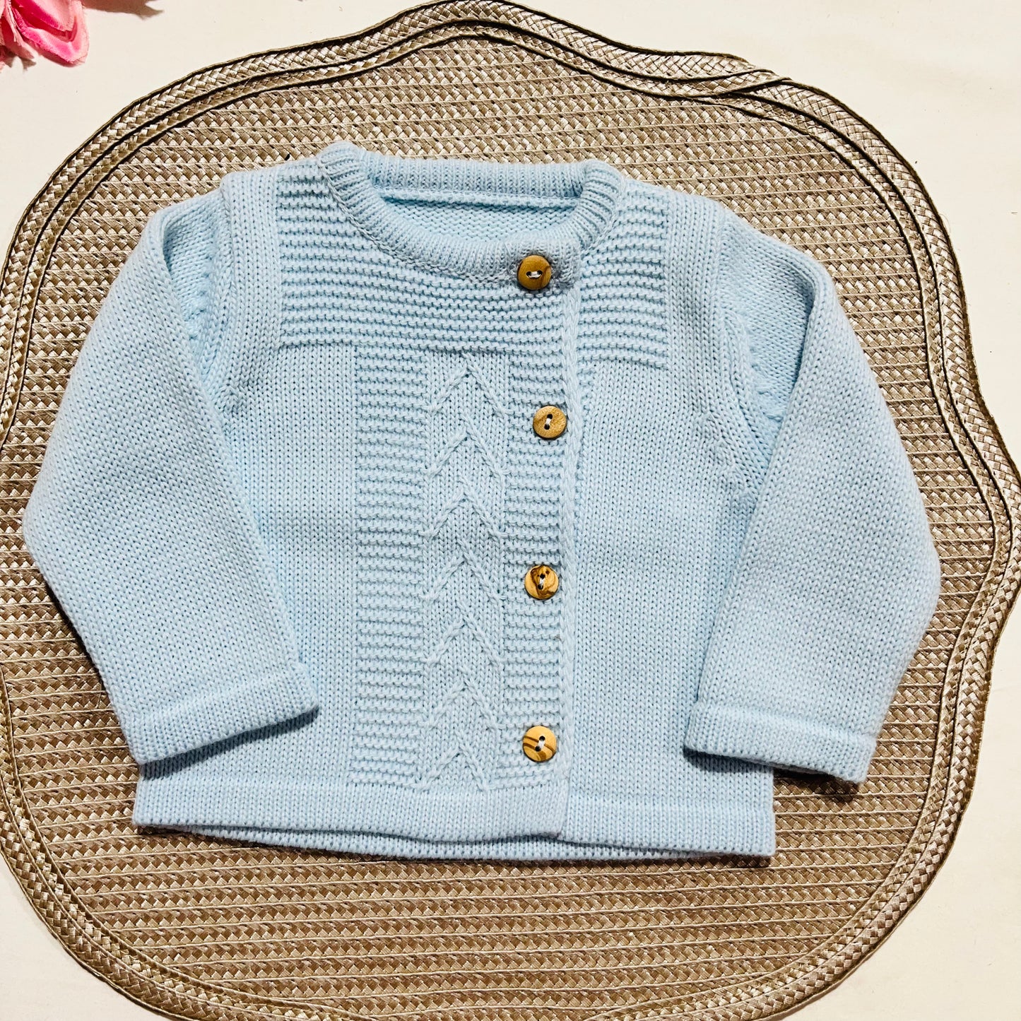 Conjunto de malha para bebé - 3 peças -1/3M e 3/6M - Azul