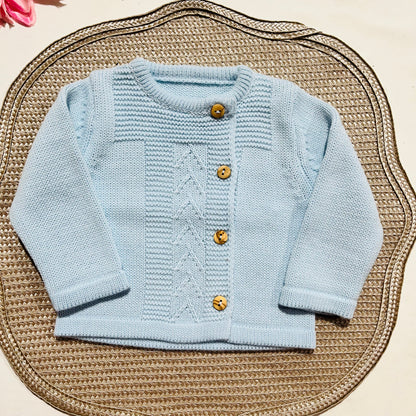 Conjunto de malha para bebé - 3 peças -1/3M e 3/6M - Azul