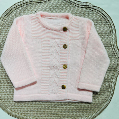 Conjunto de malha para bebé - 3 peças -1/3M e 3/6M -Rosa