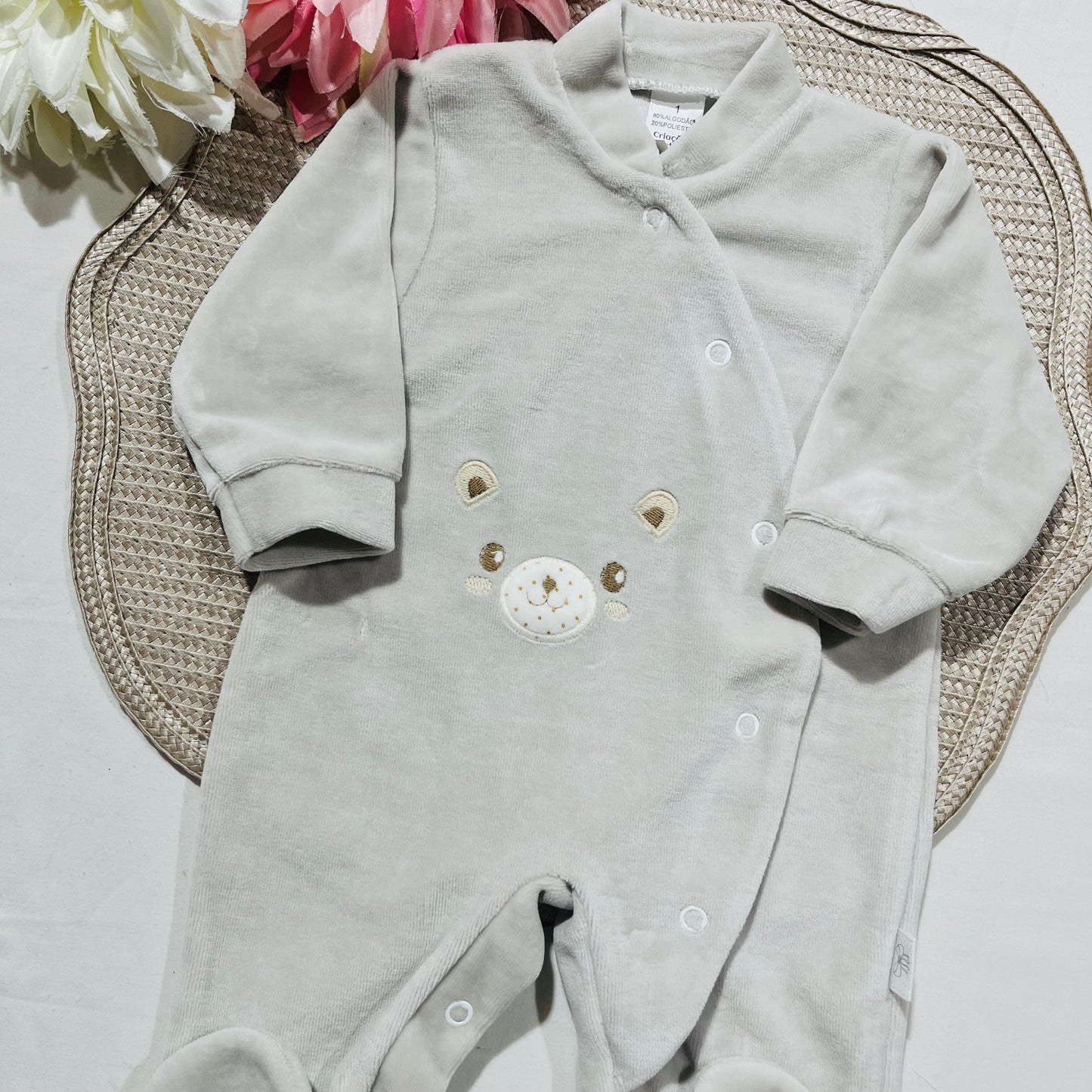 Babygrow Pituco em veludo - 1 aos 2M