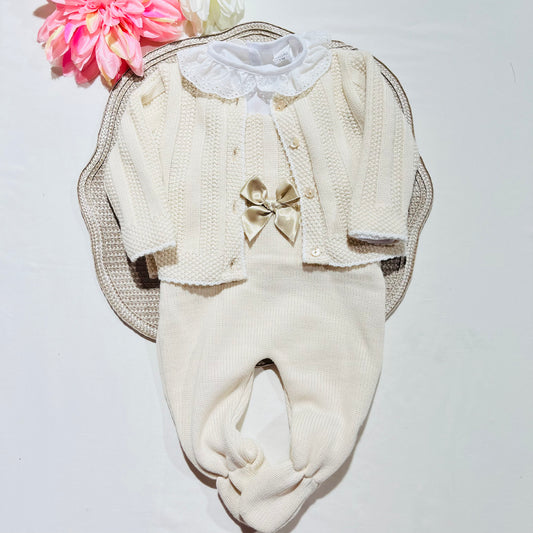 Conjunto Matilde em malha - 3M e 6M -Areia